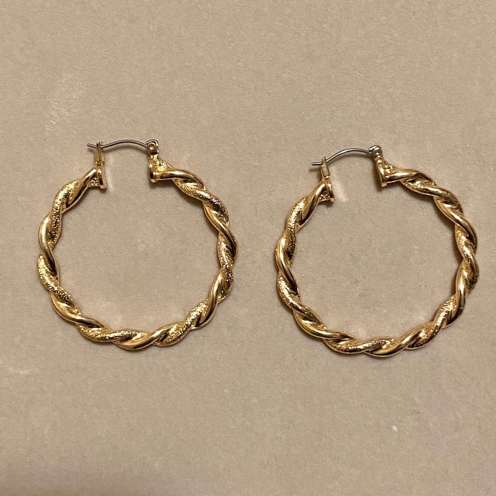 Gold Twisted Hoop Earrings